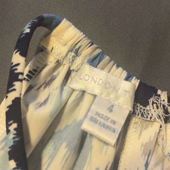 London Times Women’s Ikat Halter Dress Blue & White Boho A-Line Flowy Size 4 - Picture 11 of 11